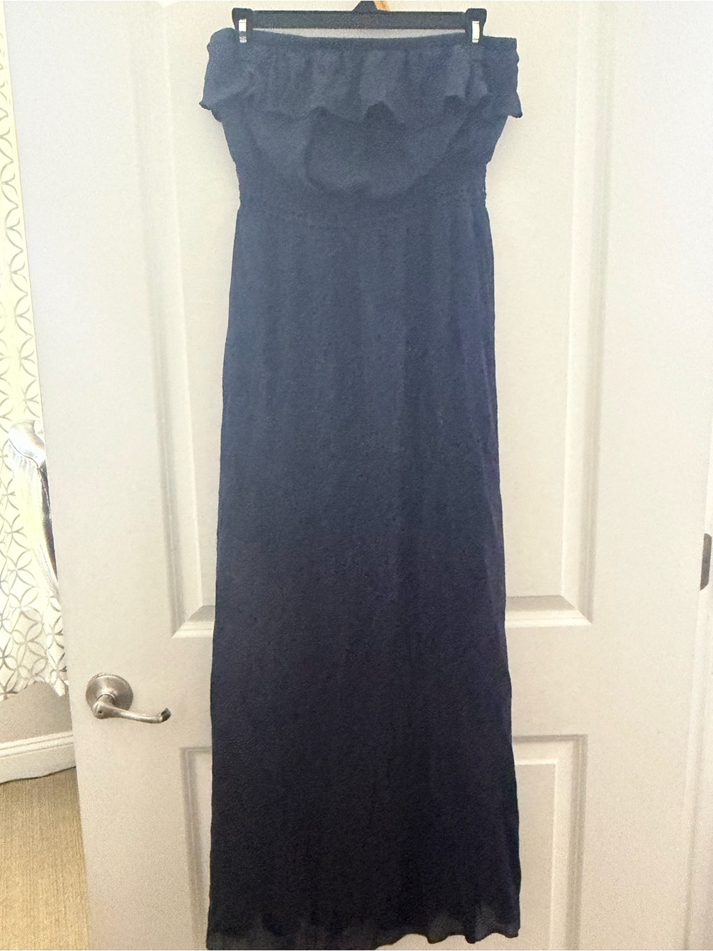 Strapless Ruffle Maxi Dress - Navy - Picture 4 of 6